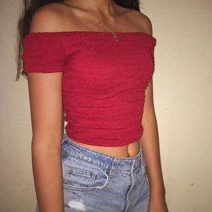 Red ribbed top❤️